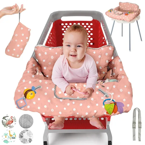Vista 13 de PILLANI Asiento de carrito de compras para bebé, funda de silla alta para asiento de restaurante - Funda de carrito de comestibles para bebé niña