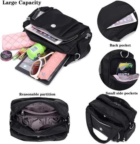 Vista 6 de MINTEGRA Bolso cruzado para mujer, bolso impermeable con múltiples bolsillos, de nailon, bolso de hombro de viaje