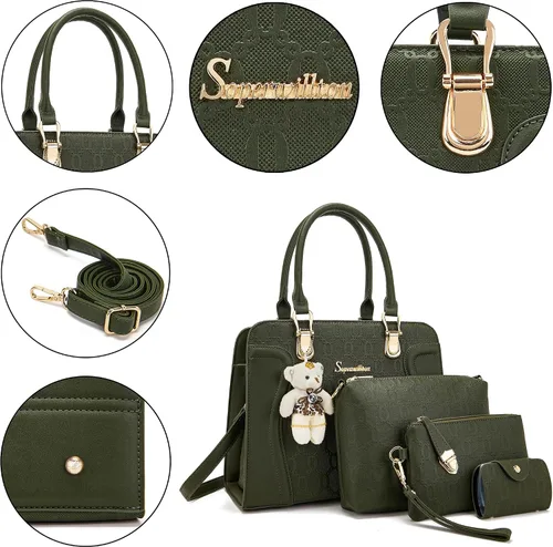 Vista 50 de Bolsos de mano de moda para mujer, bolsa de hombro, asa superior, bolsa de mano, juego de 4 piezas