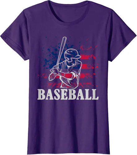 Vista 12 de Camiseta de béisbol deportiva estadounidense con bandera estadounidense, Negro, S