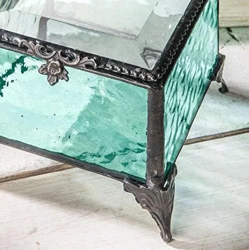 Vista 5 de Caja de cristal decorativa para joyería, anillo de exhibición, pulsera, aretes, organizador de almacenamiento, regalo de recuerdo para mamá, hija