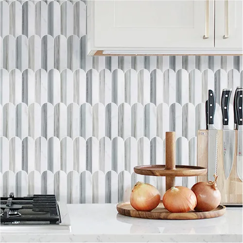 Vista 13 de Tilingview 10 piezas de azulejos de pelar y pegar para salpicaduras de cocina, diseño de tiras, azulejos de vinilo autoadhesivos, adhesivo de pared