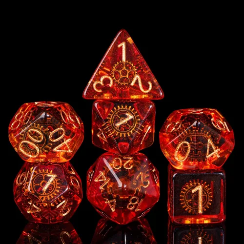 Vista 13 de Cusdie Dados DND de 7 troqueles, juego de dados poliédricos rellenos de globo ocular, para juegos de rol, dados D&D (globo ocular marrón)