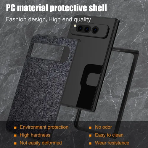 Vista 3 de Funda para Google Pixel Fold, funda de cuero premium para teléfono con diseño retro para Google Pixel Fold 5G (negro)