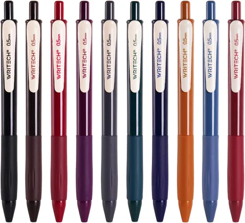 Vista 9 de WRITECH Bolígrafos de gel retráctiles de tinta de secado rápido 0.5mm punta redonda multicolor para escribir en diarios, dibujar, garabatear y tomar