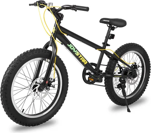 Vista 9 de JOYSTAR 20 Inch Mountain Bike for Kids Ages 7-10 Year Old, 3-Inch Wide Knobby Tires, 7 Speed Drivetrain, Disc Brakes, Fat Tire Kids Bicycles for