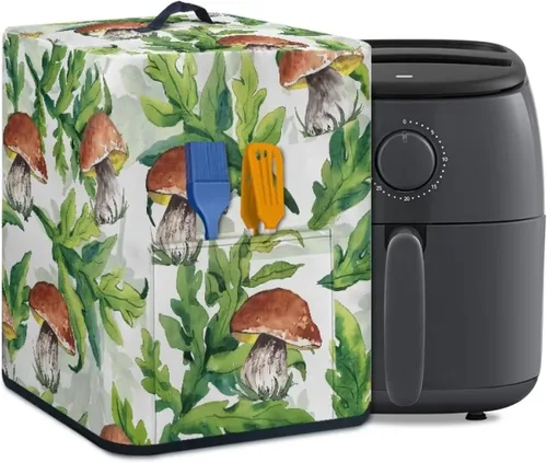 Vista 28 de Freidora de aire de mármol negro, cubierta resistente a las manchas, ligera y antihuellas dactilares, con bolsillo y asa, apta para freidora de aire