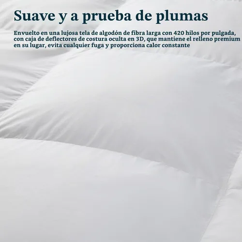 Vista 7 de Pacific Coast Edredones de Plumón Tamaño Queen, Relleno de Edredón 100% Algodón, Edredón Blanco Extra Esponjoso, Ultra Suave, Transpirable, Ropa