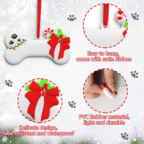 Vista 3 de Adorno de Navidad de Hueso de Perro 2025 Personalizado Decoración Colgante para Cachorros Perros Personalizada Manuscrita Primer Regalo Colgante