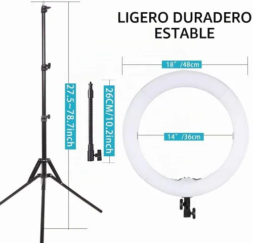 Vista 5 de 18 pulgadas 65W LED Maquillaje Anillo Luz, Ceja Tatuaje Pestañas