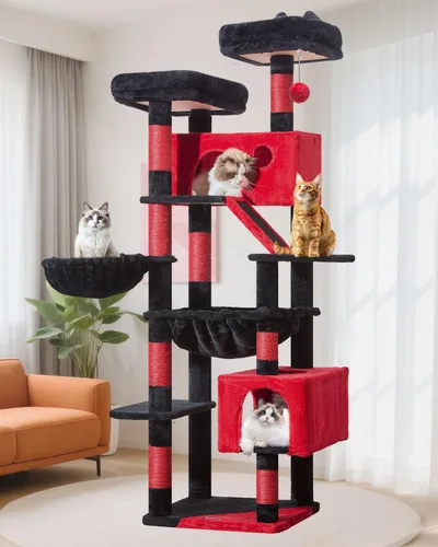 Vista 45 de Taoqimiao Árbol para gatos de 57.5 pulgadas, torre para gatos de interior para adultos, condominio extragrande para gatos, 8 postes rascadores