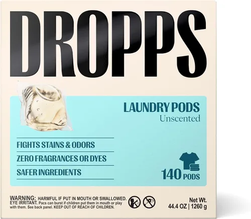 Vista 12 de Dropps Cápsulas de detergente para ropa a base de biológicas Odor & Stain Crisp Breeze HE compatibles con ropa fresca, suministros de jabón