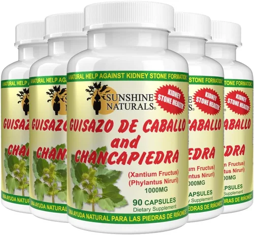 Vista 12 de Sunshine Naturals Chanca Piedra con Guisazo de Caballo, Hierba Tradicional Rompe Piedras, Suplemento de Apoyo para el Riñón y el Tracto Urinario