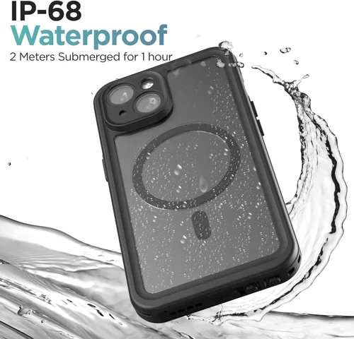 Vista 8 de Encased Titan - Funda impermeable para iPhone 15 con clip para cinturón (compatible con MagSafe), funda protectora de cuerpo completo con funda