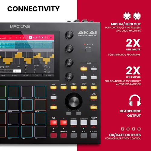 Vista 3 de AKAI Professional MPC One – Drum Machine, Sampler & MIDI Controller with Beat Pads, Synth Engines, Standalone Operation and Touch Display