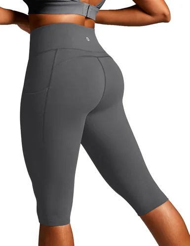 Vista 9 de Leggings capri con bolsillos para mujer, leggings de cintura alta hasta la Negro