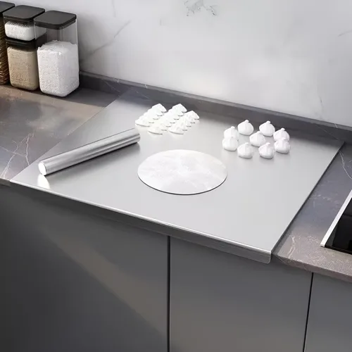 Vista 7 de Tablas de cortar de acero inoxidable para cocina, tabla de cortar de acero inoxidable con borde. Tabla de cortar grande adecuada para carne, frutas