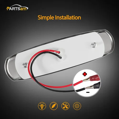 Vista 4 de Partsam 10 Uds. 6.2 "ámbar 12LED Laterales Luces de Liquidación con Bisel de Acero Inoxidable Reemplazo para Semi Camiones Peterbilt Kenworth