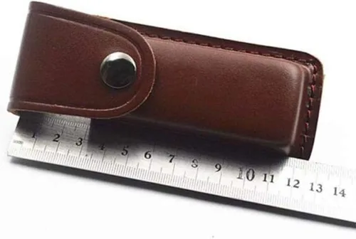 Vista 2 de Cierre a presión de caza de bolsillo al aire libre Camping cuchillo funda de cuero artificial multi herramienta caso cinturón lazo senderismo bolsa