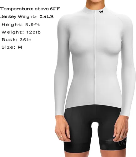 Vista 2 de Wulibike Maillot de ciclismo para mujer, manga larga, con bolsillos