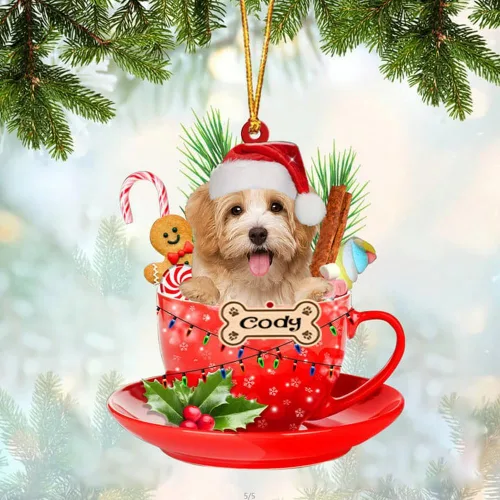 Vista 58 de NAZENTI Adorno personalizado de Alaskan Malamute en taza roja, adorno de Navidad personalizado para perros amantes de las mascotas, colgante
