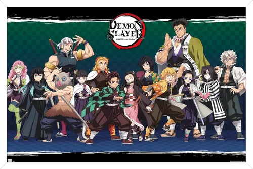 Vista 12 de Demon Slayer - Póster de pared alineado, 34 pulgadas de largo x 22.4 pulgadas de ancho, versión sin marco