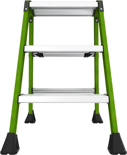 Vista 2 de Little Giant Ladders Sure Step Taburete de fibra de vidrio de 3 escalones, tipo IAA, capacidad de peso de 375 libras, certificado ANSI, extra