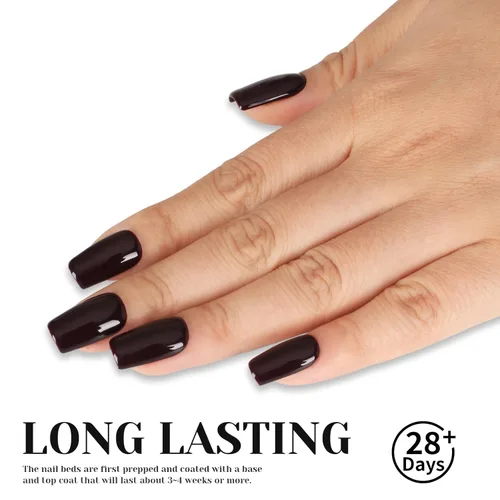 Vista 3 de Esmalte de uñas de gel marrón chocolate, 0.5 onzas líquidas, UV/LED, para otoño e invierno, colores oscuros, negro, café, kit de esmalte en gel