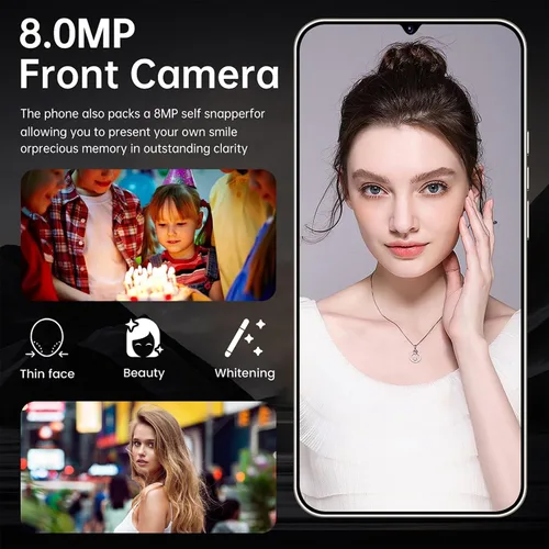 Vista 5 de Teléfono celular I24 Ultra desbloqueado Android 14, teléfono celular Octa-core, batería de 6800 mAh carga rápida, pantalla FHD+ de 6.8", 4GB+128GB