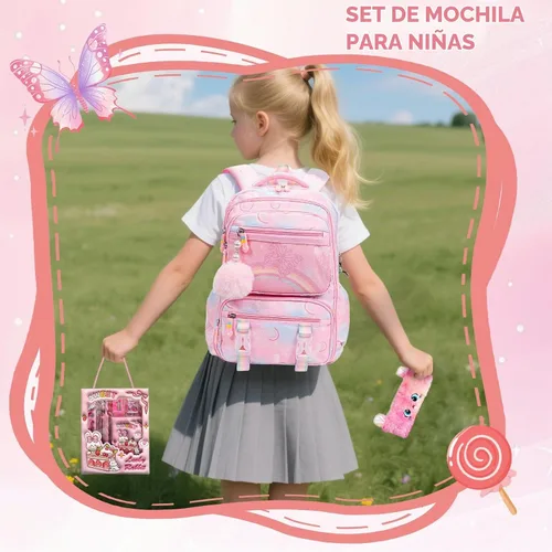 Vista 7 de Mochila Estética Kawaii Arcoíris