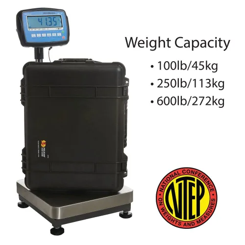 Vista 3 de Báscula electrónica de banco 3900LP calibrada con indicador LCD SBI 110, capacidad de 600 libras, NTEP 5000d, bandeja superior de acero inoxidable