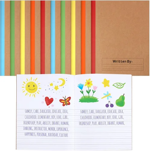 Vista 20 de Henoyso Paquete de 5 cuadernos de composición primaria, 9-3/4 x 7-1/2 pulgadas, diario primario para niños, cuaderno de escritura K-2 para niños