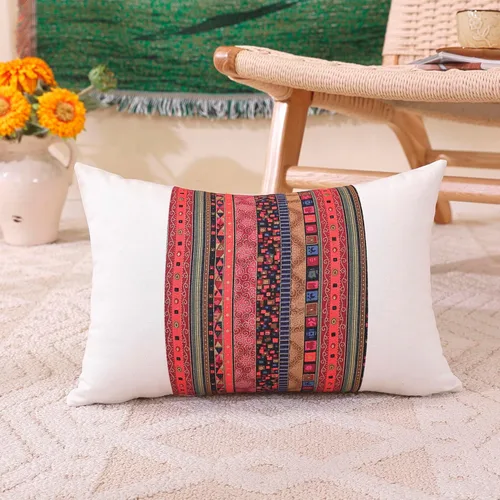 Vista 13 de TAOSON Funda de almohada de lino de mezcla de algodón antiguo con rayas verdes, estilo bohemio, funda de almohada con cierre de cremallera oculta