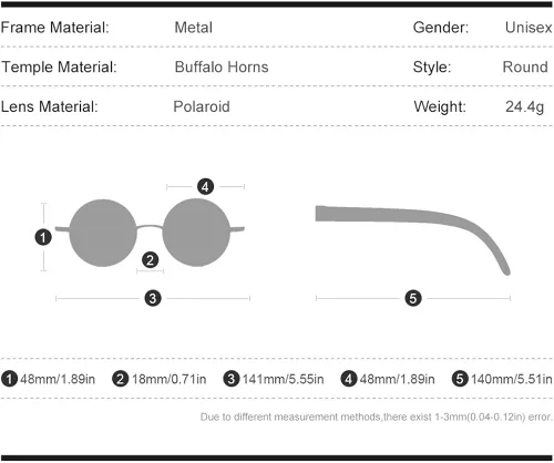 Vista 3 de HEPIDEM Gafas de sol 100 realmente Buffalo Horn hechas a mano para hombres gafas de sol redondas de lujo