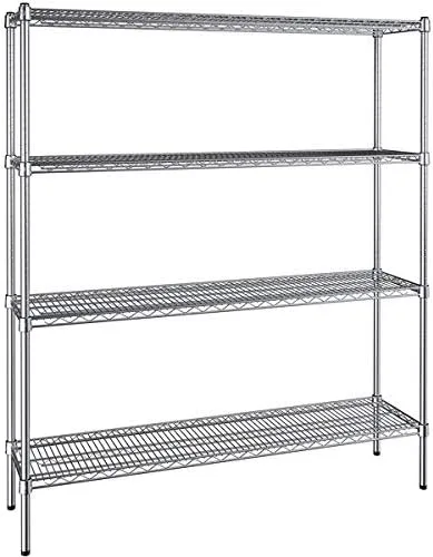 Vista 356 de Kit de 4 estantes de epoxi verde NSF de 21 x 72 pulgadas con postes de 86 pulgadas, estantería de almacenamiento resistente, kit de estantería