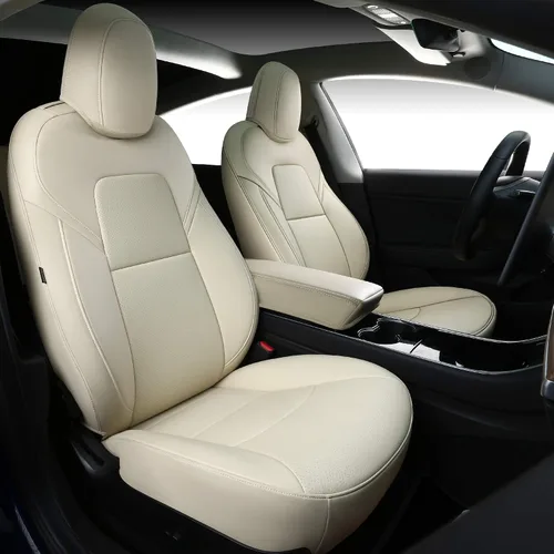 Vista 2 de Funda INCH EMPIRE para asiento de coche, ajuste personalizado para Tesla Model 3, protector de cojín de asiento de cuero sintético para 2017 2018