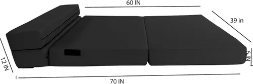 Vista 4 de D&D Futon Furniture Colchón plegable de espuma, tumbona para silla, sofá cama estudio para invitados, individual XL, 80 x 39 x 6 pulgadas de grosor