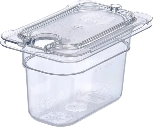 Vista 8 de Carlisle FoodService Products 10337U07 StorPlus Tapa universal de policarbonato de superficie plana con muescas para alimentos de noveno