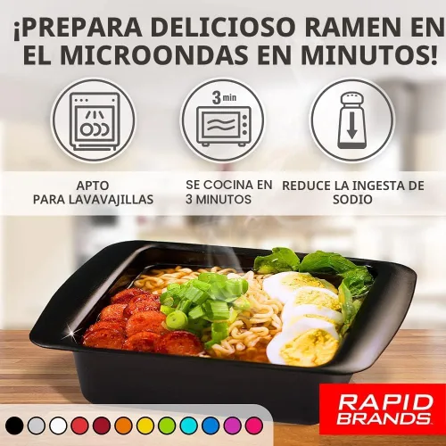 Vista 2 de Rapid Ramen Cooker Utensilios de cocina para microondas para ramen instantáneo Sin BPA y apto para lavavajillas Perfecto para dormitorio Negro