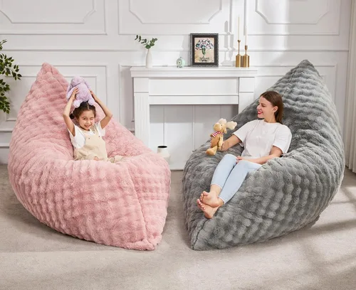 Vista 2 de Hobestluk Adult Bean Bag Chair 3 in 1 Convertible Large Bean Bag Sofa Ash Grey
