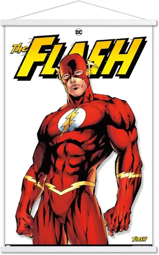 Vista 7 de Trends International DC Comics - Póster de pared con marco magnético The Flash Feature Series Juego de perchas de madera de haya y impresión de alta