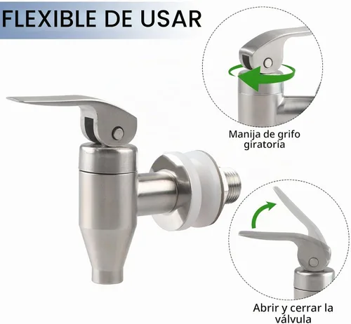 Vista 2 de Grifo de repuesto de acero inoxidable para té solar, agua, jugo o varias bebidas