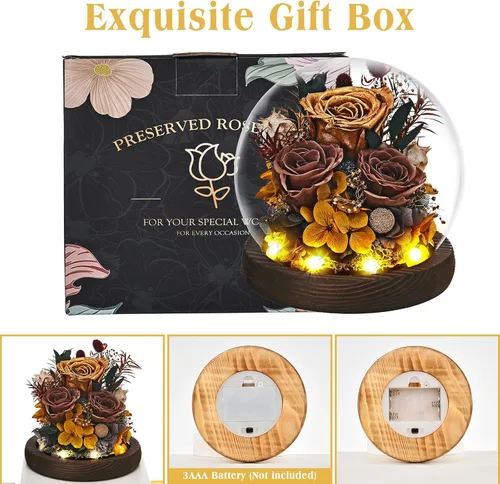 Vista 9 de Regalos para mujeres, esposa, mamá, abuela, flores preservadas en el día de la madre, aniversario, boda, Navidad, regalos de Acción de Gracias