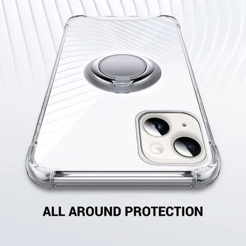 Vista 6 de Silverback - Funda transparente para iPhone 14 con soporte de anillo de 6.1 pulgadas TPU suave protector, parachoques amortiguador, a prueba