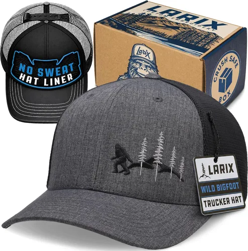 Vista 10 de LARIX Trucker Hat Men - Snapback Cap with Breatheable Mesh Back, Hats for men, Mens Hat, Mens Trucker Hats Negro (Wb)