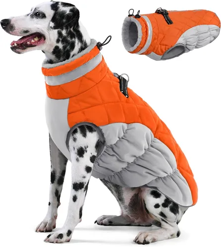 Vista 34 de AOFITEE Abrigo para perro, chaquetas cálidas para perros pequeños, abrigo de invierno para perros con arnés integrado, chaqueta de invierno