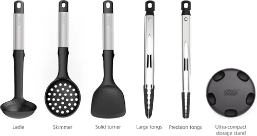 Vista 8 de Joseph Joseph Elevate Fusion - Utensilios de cocina de silicona de 3 piezas, soporte compacto, sin BPA, resistente al calor, juego de utensilios
