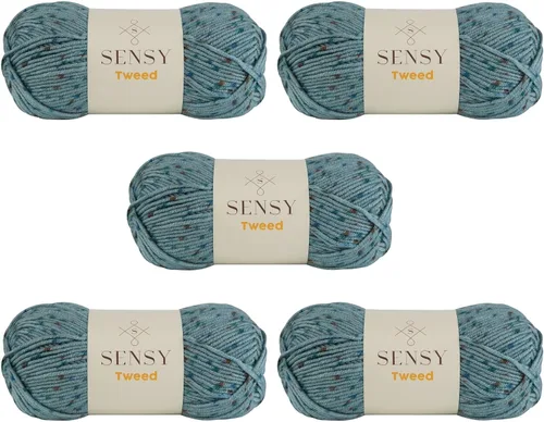 Vista 22 de S Sensy Tweed - Hilo mediano calibre acrílico #4 de primera calidad, color azul, 213 yardas, 4 onzas