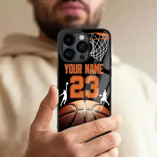 Vista 5 de Fundas de teléfono de baloncesto con número de nombre personalizado para iPhone 11 12 13 14 15 16 17 Pro Max Plus Mini Xr Xs, para Samsung S21 S22