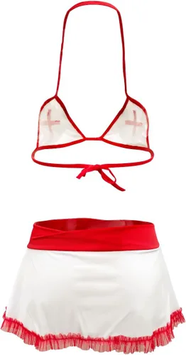 Vista 2 de Sexy Nurse Outfit Fancy Dress Women Naughty Nurse Costume Lingerie Cosplay Babydoll Roleplay Bodysuit Headband G-String